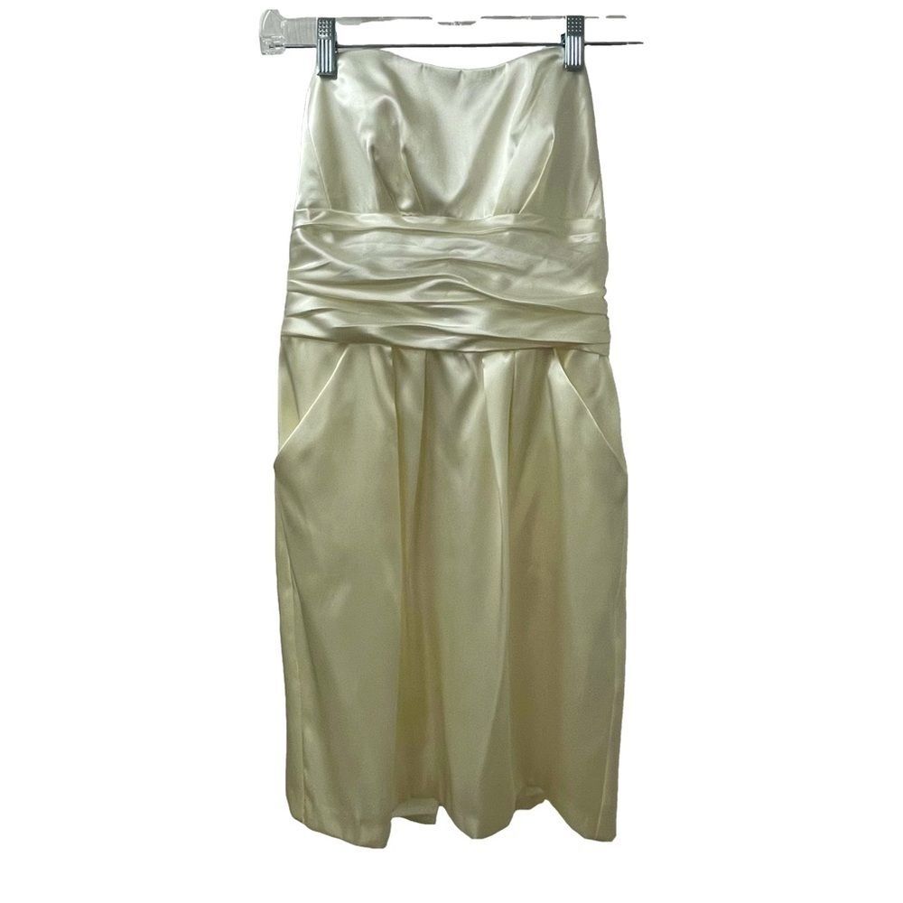 David’s Bridal Dress Ivory Pockets Strapless Short Midi Women’s Size 6